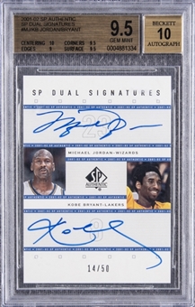 2001-02 SP Authentic "SP Dual Signatures" #MJ/KB Michael Jordan/Kobe Bryant Dual Signed Card (#14/50) – BGS GEM MINT 9.5/BGS 10